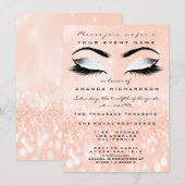 Invitation Maquillage de corail Pêche Parties scintillant bla (Devant / Derrière)