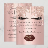 Invitation Maquillage de Quinceanera, 16e Rose d'or doux (Devant / Derrière)