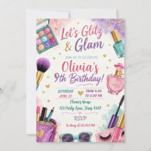 Invitation Maquillage Fille Beauté Glam Anniversaire 
