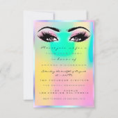 Invitation Maquillage Rose Holographique Mariée Douce 16ème (Devant)