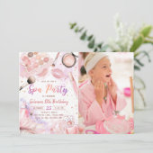 Invitation Maquillage spa Anniversaire Pink Glitz & Glam Part (Debout devant)