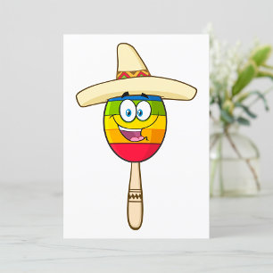 Invitation Maraca avec Sombrero Fiesta Colorée