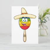 Invitation Maraca avec Sombrero Fiesta Colorée (Debout devant)