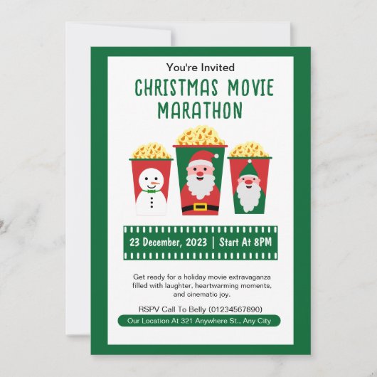 Invitation Marathon de Noël mignon (Devant)