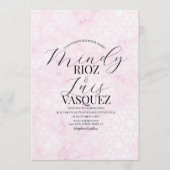 Invitation Marble Abstract Pink Wedding Script Black  (Devant)
