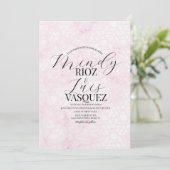 Invitation Marble Abstract Pink Wedding Script Black  (Debout devant)