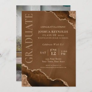 Invitation Marble Agate Photo Graduation Party