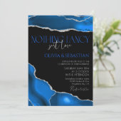 Invitation Marble Agate Royal bleu mariage (Debout devant)