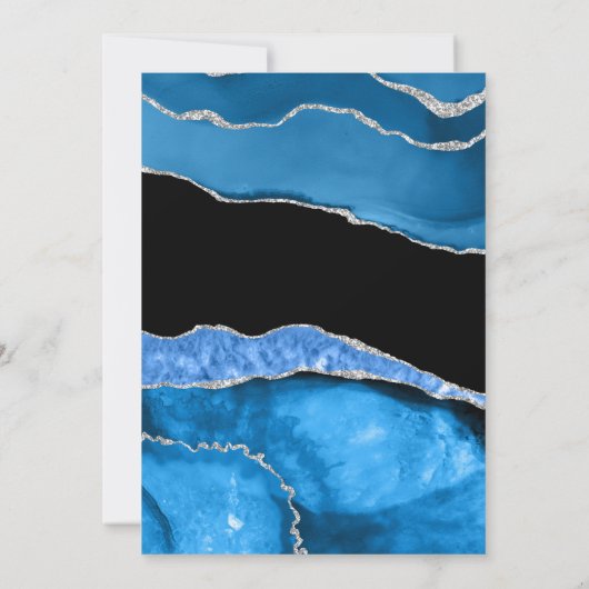 Invitation Marble Agate Royal bleu mariage (Dos)