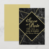 Invitation Marble and Gold Art Deco Geometric Save the Date I (Devant / Derrière)