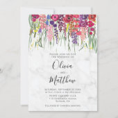 Invitation Marble Boho Fleurs acryliques Mariage photo (Devant)