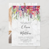 Invitation Marble Boho Fleurs acryliques Mariage photo (Devant / Derrière)