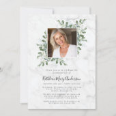 Invitation Marble Eucalyptus Photo Célébration de la vie (Devant)