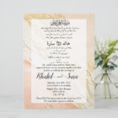 Invitation Marble Gold Musulman Arabe Et Anglais Mariage (Debout devant)