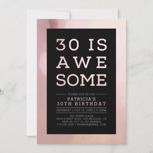 Invitation Marble rose moderne typographie 30e anniversaire f (Devant)