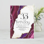 Invitation Marbre 35e étincelle Or rose Agate Femmes Annivers (Debout devant)