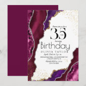 Invitation Marbre 35e étincelle Or rose Agate Femmes Annivers (Devant / Derrière)
