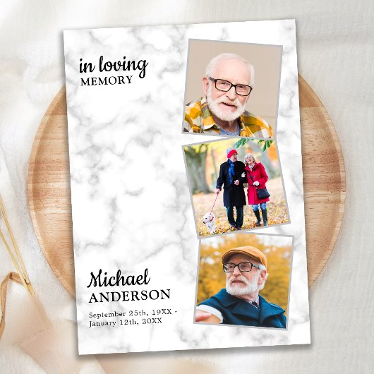 Invitation Marbre 3 Photos Célébration De La Vie