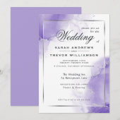 Invitation Marbre Abstrait Améthyste Argenté (Devant / Derrière)