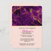 Invitation Marbre Abstrait moderne violet et or Anniversaire (Devant / Derrière)