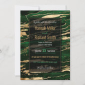 Invitation Marbre Abstrait or vert élégant (Devant)