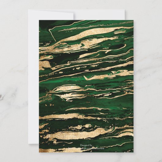 Invitation Marbre Abstrait or vert élégant (Dos)