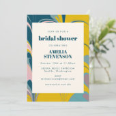 Invitation Marbre Abstrait Turquoise moderne Fête des mariées (Debout devant)