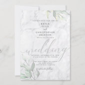 Invitation Marbre Aquarelle Florale Calligraphie Mariage (Devant)