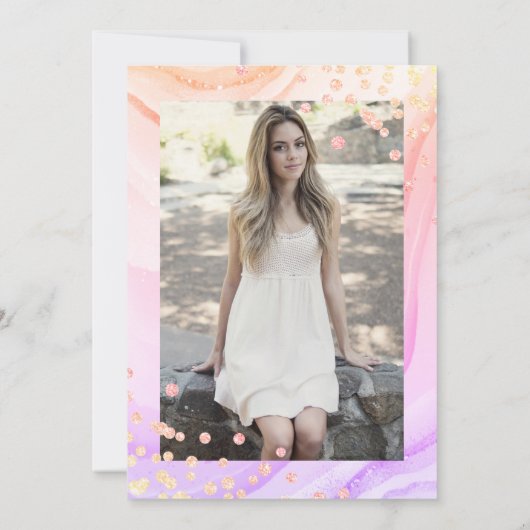 Invitation Marbre arc-en-ciel Parties scintillant photo SURPR (Dos)