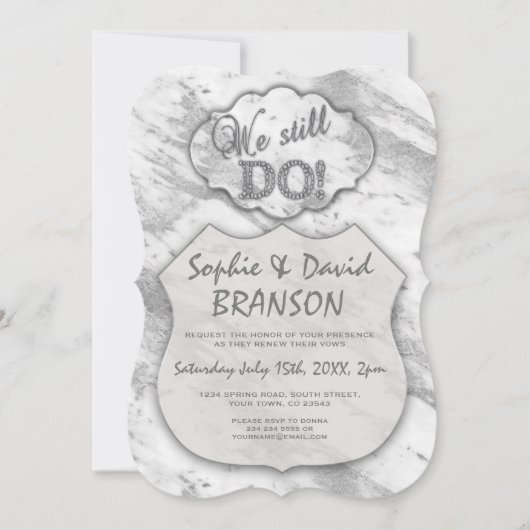 Invitation Marbre Argent Élégant Nous nous sommes toujours ma (Devant)