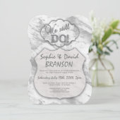 Invitation Marbre Argent Élégant Nous nous sommes toujours ma (Debout devant)