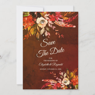 Invitation Marbré Autumn Splendor Floral Enregistrer La Date