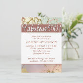 Invitation Marbre beige élégant | Sage Rose Gold Fabulous 50 (Debout devant)