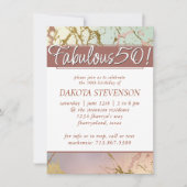Invitation Marbre beige élégant | Sage Rose Gold Fabulous 50 (Devant)