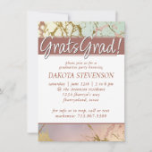 Invitation Marbre beige élégant | Sage Rose Gold Graduation (Devant)