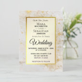 Invitation ~ Marbre blanc avec Parties scintillant Star Dust  (Debout devant)