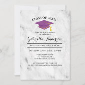 Invitation Marbre blanc Avec Purple Grad Casquette Grad Grad (Devant)