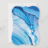 Invitation Marbre blanc Bleu Bar Mitzvah Étoile De David (Dos)