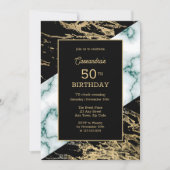 Invitation Marbre blanc Chic Gold Paint Texture Anniversaire (Devant)