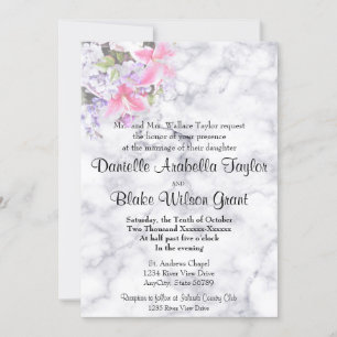 Invitation Marbre blanc classique Lily rose Mariage tradition