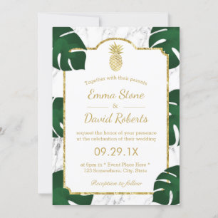 Invitation Marbre blanc d'ananas Mariage tropical