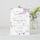 Invitation Marbre Blanc de Carrare Paillettes Violet Lavande  (Debout devant)