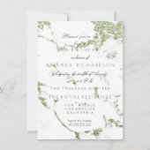 Invitation Marbre Blanc de Carrare Vert Menthe Paillettes Ann (Devant)