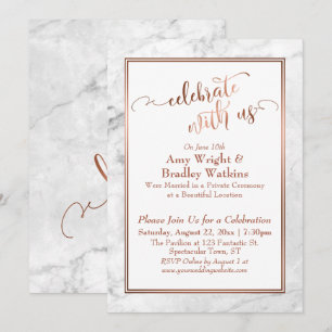 Invitation Marbre blanc de cuivre Célébrez avec nous Mariage 