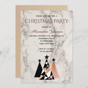 Invitation Marbre blanc de Noël et Rose Gold Elegant