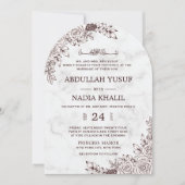 Invitation Marbre blanc dentelle florale Mariage de l'arc isl (Devant)