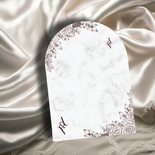 Invitation Marbre blanc dentelle florale Mariage de l'arc isl