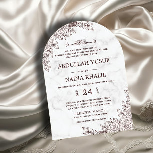 Invitation Marbre blanc dentelle florale Mariage de l'arc isl