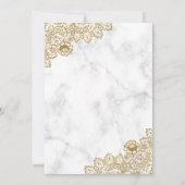 Invitation Marbre blanc dentelle or Mariage musulman islamiqu (Dos)