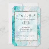 Invitation Marbre blanc d'or Aqua Mint (Devant)